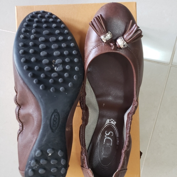 Tod's Ballerina Dee Nappine Nikel - Brown - Womens Size 36UK - Picture 3 of 8
